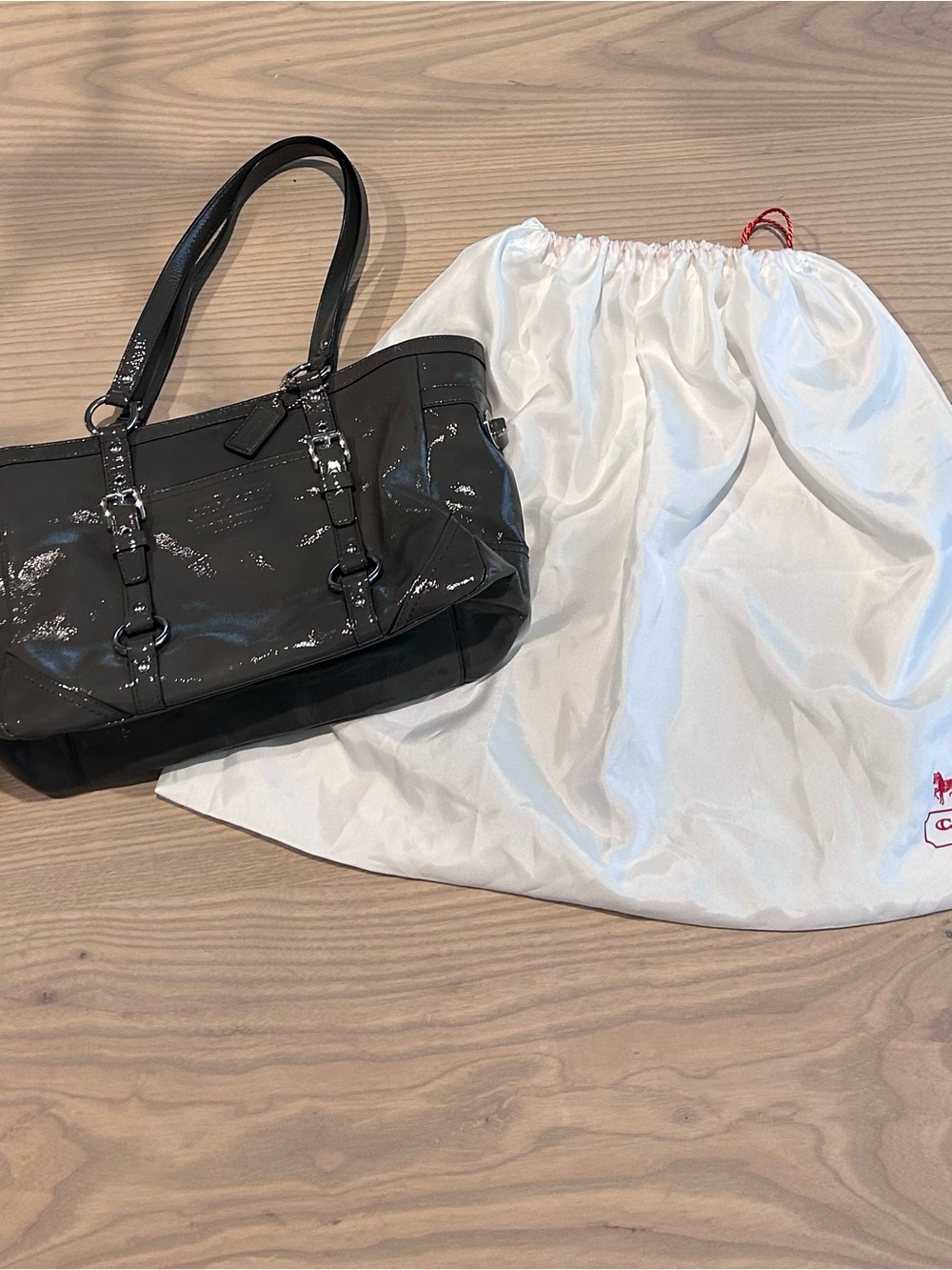 Coach Gray Leather Shoulder Bag